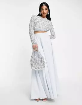 Синяя мягкая юбка макси lehenga ASOS DESIGN