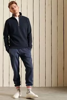 Синяя мужская блузка с застежкой-молнией и вышивкой логотипа Vintage Superdry, синий