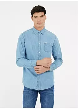 Синяя мужская джинсовая рубашка обычного кроя RONNIE L/S M4RH44D14LHTHNA Guess, синий