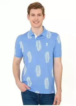 Синяя мужская футболка-поло с воротником поло ENDA U.S. Polo Assn., синий