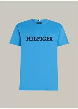 Синяя мужская футболка с круглым вырезом MW0MW32619C30 Tommy Hilfiger, синий