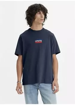 Синяя мужская футболка с круглым вырезом с принтом A2823-0187 LSE GRAPHIC CREWNECK Levis, синий