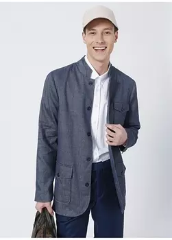 Синяя мужская льняная куртка Fabrika Comfort