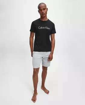 Синяя мужская пижамная рубашка с короткими рукавами Calvin Klein, темно-синий