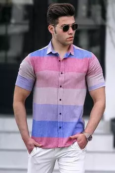 Синяя мужская рубашка 4946 MADMEXT