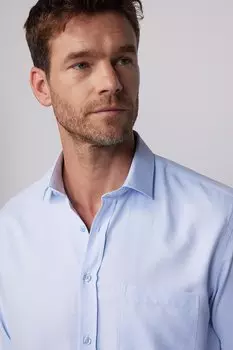 Синяя мужская рубашка классического кроя с длинным рукавом и держателем для галстука TUDORS