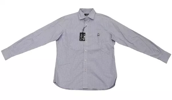 Синяя мужская рубашка-поло в клетку с длинными рукавами Psycho Bunny, синий