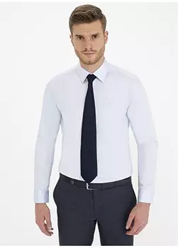 Синяя мужская рубашка с длинным рукавом Pierre Cardin