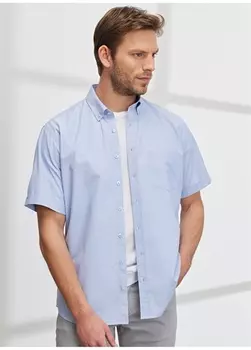 Синяя мужская рубашка с коротким рукавом Altnyldz Classic