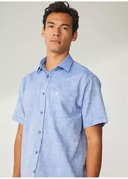 Синяя мужская рубашка с коротким рукавом Beymen Business Priv