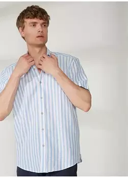 Синяя мужская рубашка с коротким рукавом SHAWK U.S. Polo Assn., синий