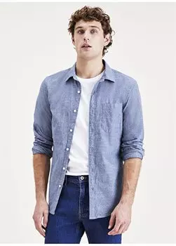 Синяя мужская рубашка с рубашечным воротником Slim Fit A4253-0003 Dockers, синий