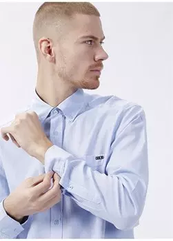 Синяя мужская рубашка с воротником на пуговицах YARED U.S. Polo Assn., синий