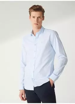Синяя мужская рубашка Slim Fit с итальянским воротником 4B2023200012 Beymen Business, синий