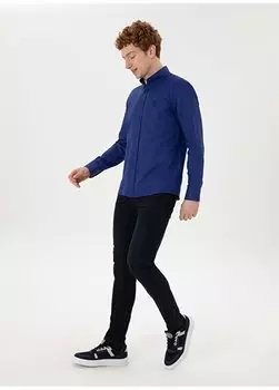 Синяя мужская рубашка Slim Fit с воротником на пуговицах GOX024Y U.S. Polo Assn., синий