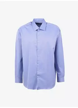 Синяя мужская рубашка стандартного кроя с классическим воротником Svari