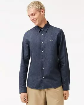 Синяя мужская рубашка узкого кроя Lacoste, синий