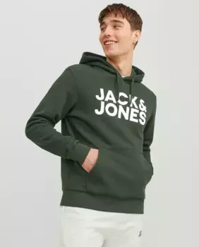 Синяя мужская толстовка с капюшоном Jack & Jones, зеленый