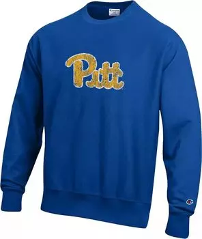 Синяя мужская толстовка с круглым вырезом обратного плетения Champion Pitt Panthers