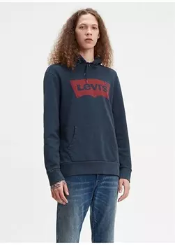 Синяя мужская толстовка с воротником с капюшоном Levis