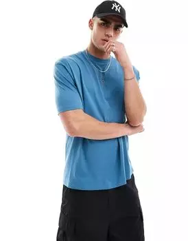 Синяя объемная футболка с круглым вырезом ASOS