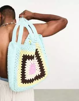 Синяя объемная сумка через плечо крючком ASOS DESIGN