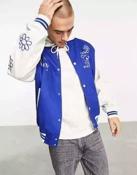 Синяя оверсайз-куртка со значками ASOS