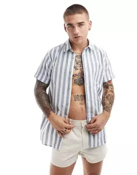 Синяя оксфордская рубашка в полоску Jack & Jones