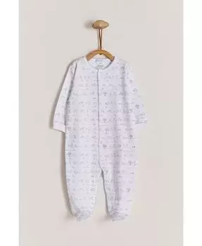 Синяя пижама In The Woods с ногами премиум-класса из перуанского хлопка пима для мальчиков Infants babycottons, синий