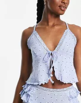 Синяя пижамная майка с цветочным принтом ASOS DESIGN mix &amp; match