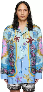 Синяя пижамная рубашка Trsor de La Mer Versace Underwear