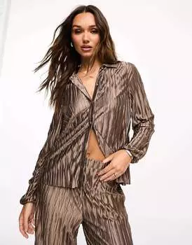 Синяя плиссированная рубашка Vila темно-серого цвета