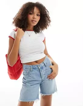 Синяя полосатая мини-футболка в полоску с контрастной окантовкой ASOS DESIGN