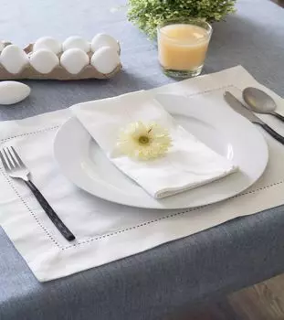 Синяя прямоугольная скатерть из шамбре 60 x 104 дюйма