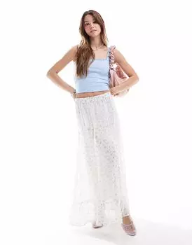 Синяя ярусная юбка миди с цветочным принтом Vero Moda Smilla