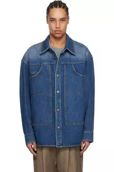 Синяя рабочая джинсовая рубашка WOOYOUNGMI