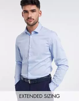 Синяя рабочая рубашка узкого кроя стрейч ASOS DESIGN