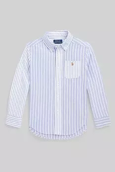 Синяя рубашка для мальчика с логотипом Polo Ralph Lauren, синий