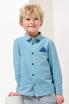 Синяя рубашка Кая с салатовыми полосками Angel & Rocket, синий