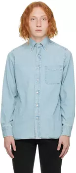 Синяя рубашка классического кроя TOM FORD