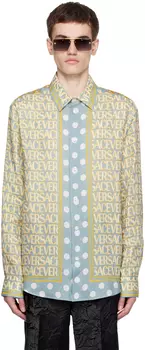 Синяя рубашка по всей длине Versace