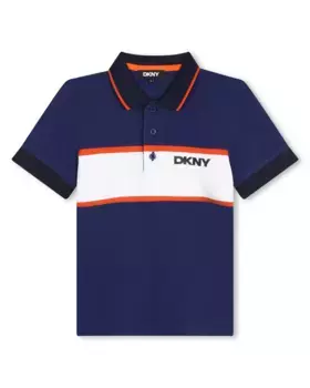 Синяя рубашка-поло для мальчика с короткими рукавами DKNY, индиго/синий