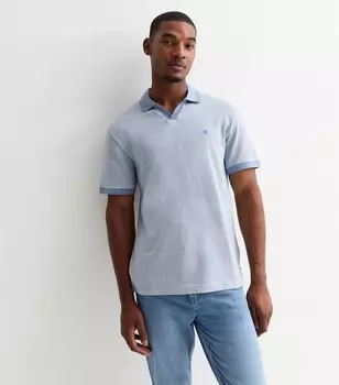 Синяя рубашка-поло из смесового хлопка с разрезом на шее Jack & Jones Jack & Jones, синий