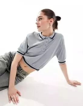 Синяя рубашка-поло Stradivarius STR