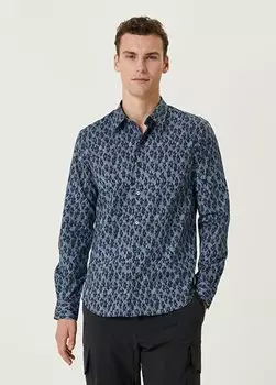 Синяя рубашка с цветочным узором Paul Smith