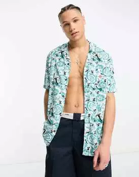 Синяя рубашка с короткими рукавами и цветочным принтом Dickies Roseburg