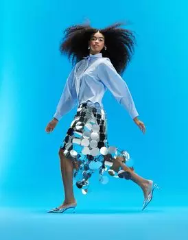 Синяя рубашка с объемными плечами и объемными плечами ASOS DESIGN