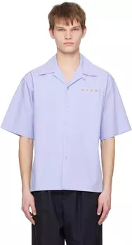 Синяя рубашка с принтом Marni