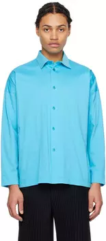 Синяя рубашка с рукавом «летучая мышь» Homme Plisse Issey Miyake