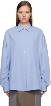 Синяя рубашка с заниженными плечами Dries Van Noten